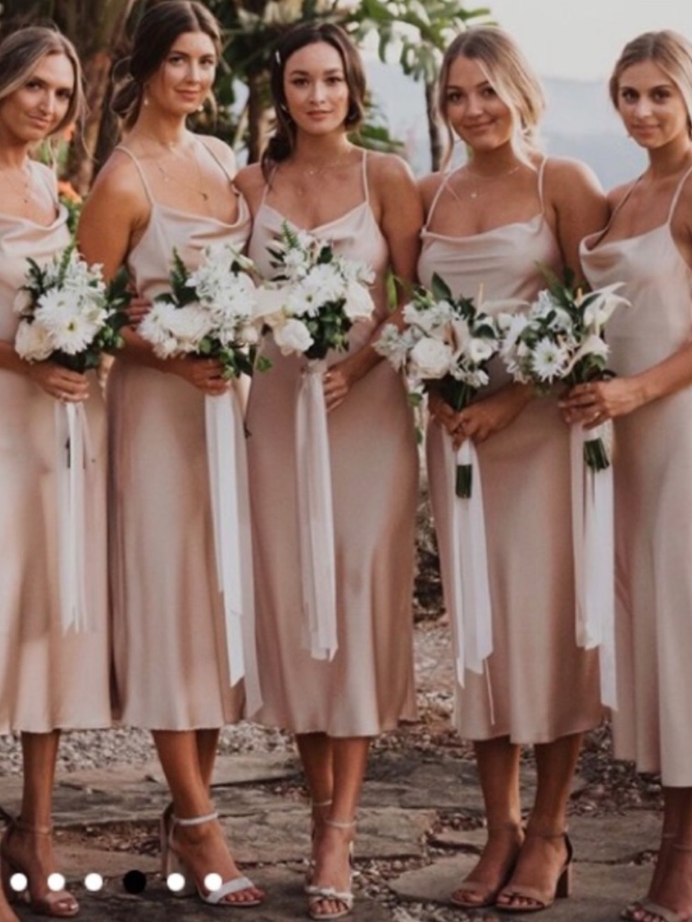 Show Me Your Mumu Blush Pink Satin Midi Slip Dress Cowl Neck Open Back M - Picture 2 of 10